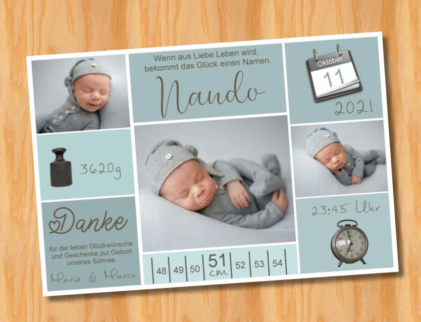 Ausgefallene Baby cute Danksagungskarten Danksagungen Geburt 511